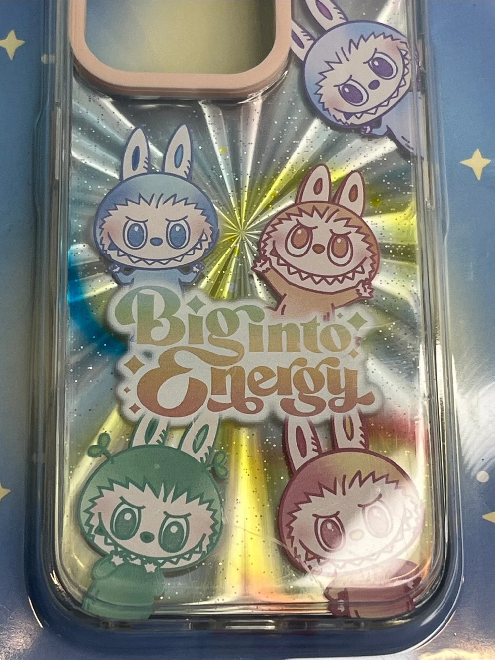 Big Into Energy Holographic Bunny Phone Case (Pink Accents)